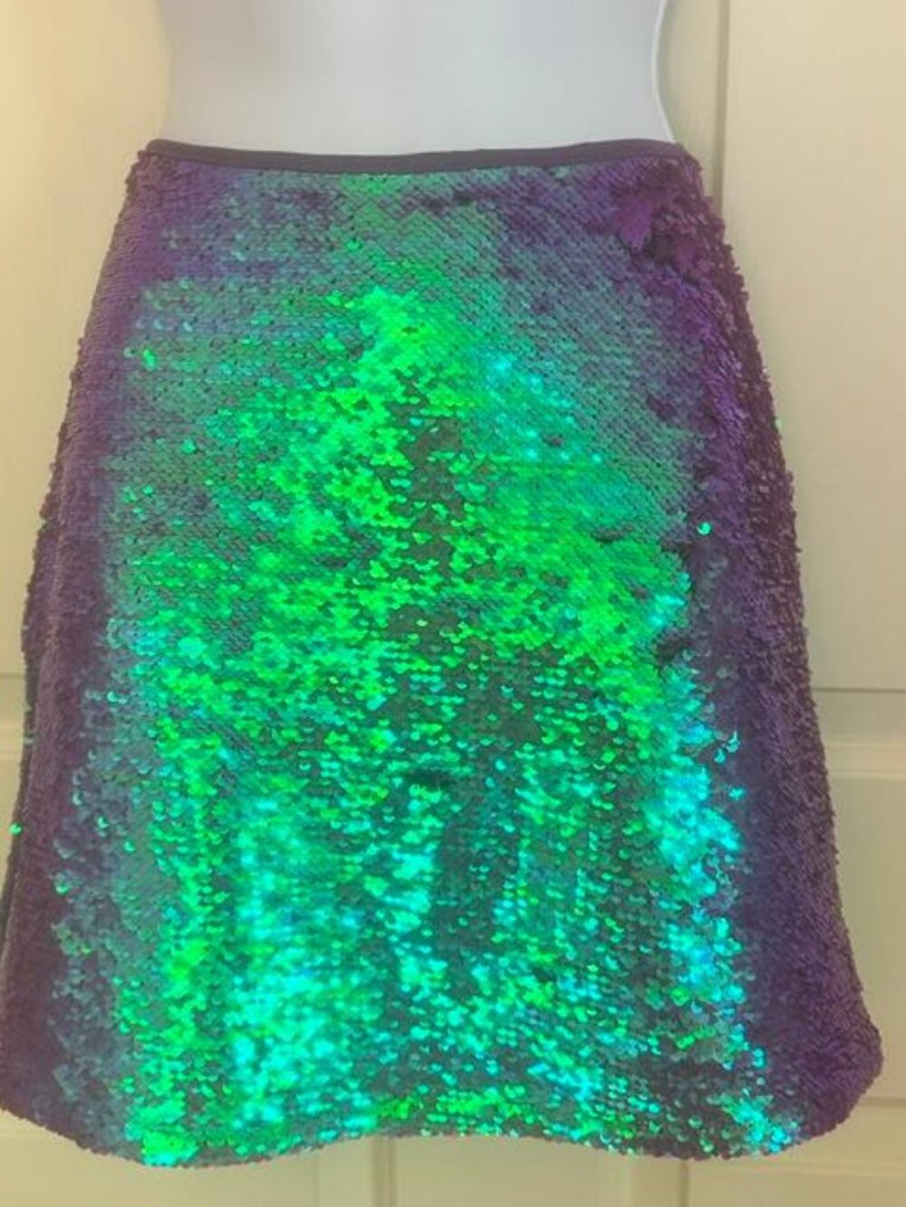 * Wild Fable Purple Green Blue Sequin Mini Skirt Zip Solid Women's Short XS